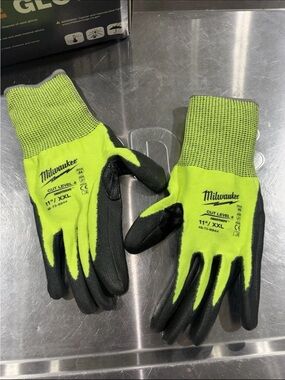 Milwaukee High-Visibility Grip Work Gloves - Neon Yellow/Black. Cut level 4 XXL